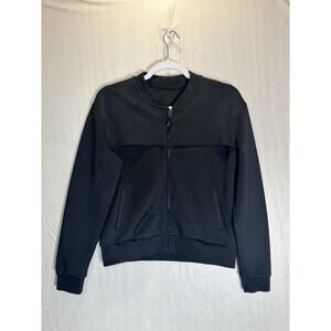 ZYIA Activewear Womens Primo Black Mesh Quilted Zip Up Jacket Athleisure Medium